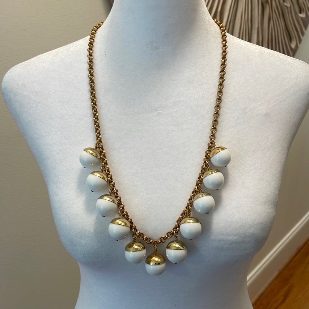 J. Crew gold and white beaded necklace